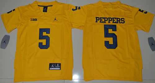 Wolverines #5 Jabrill Peppers Gold Jordan Brand Stitched Youth NCAA Jersey